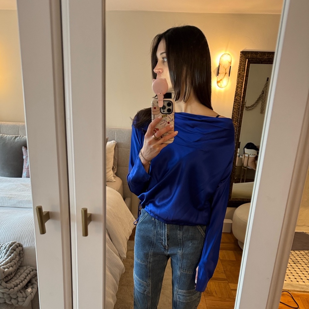 KES SALACIA LONG SLEEVE BLOUSE COBALT BLUE SIZE SMALL